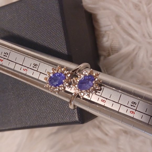 Colleen Lopez Tanzanite and White Zircon By Pass Ring NEW - Picture 2 of 7
